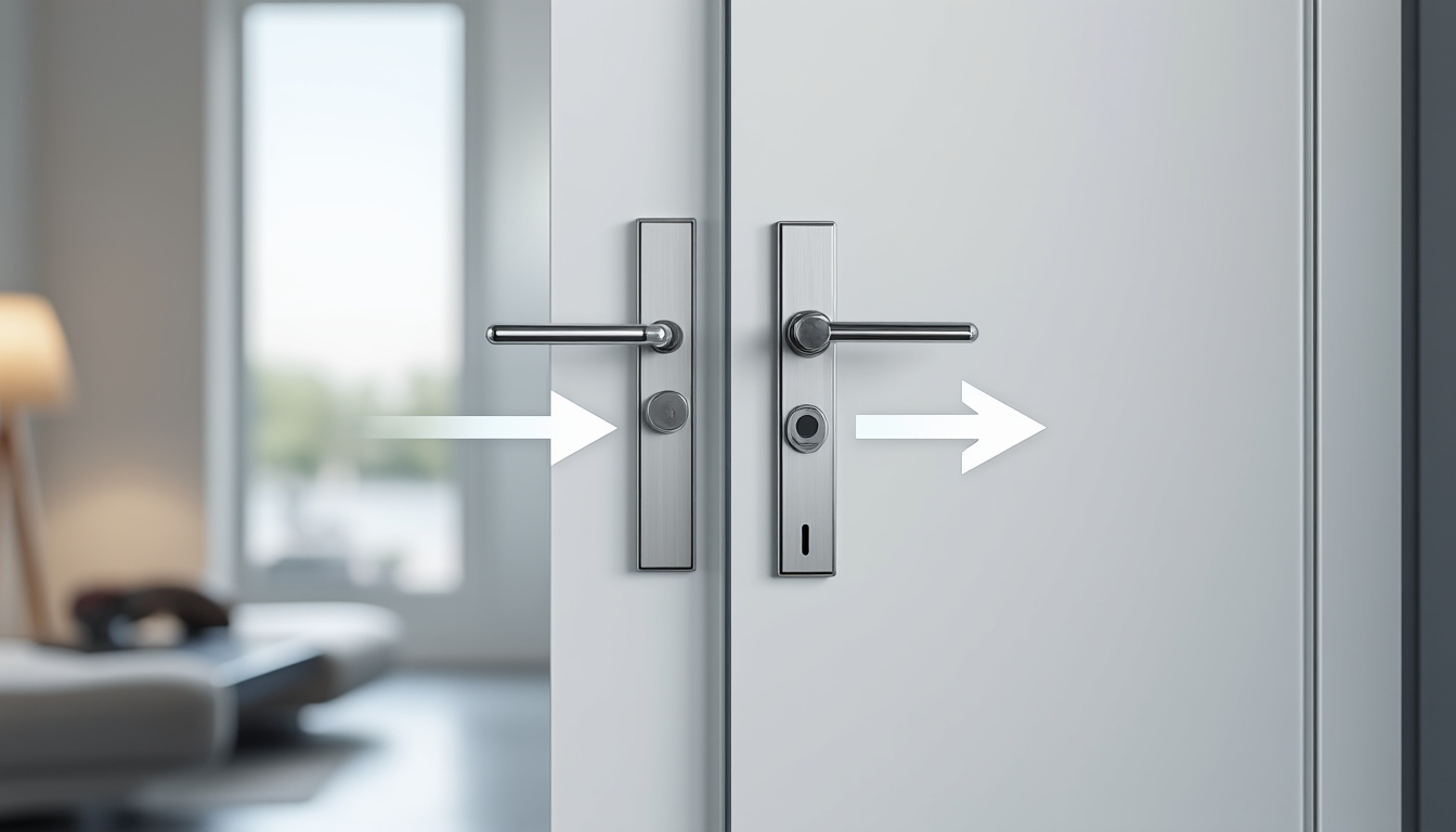 découvrez comment déterminer le sens d'ouverture d'une porte poussant à gauche ou à droite pour passer votre commande en toute simplicité.